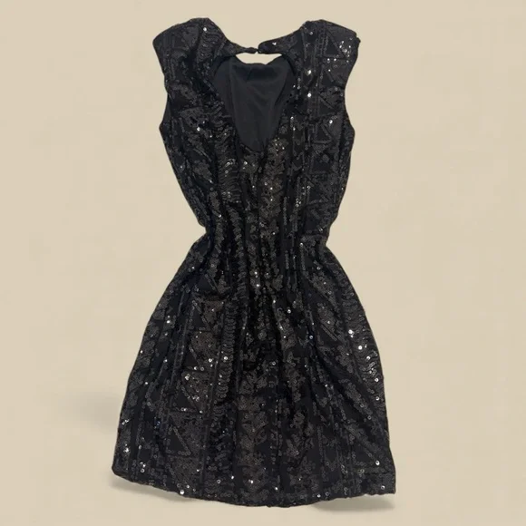 NWT As U Wish Sparkling Black Mini Dress - Picture 5 of 7